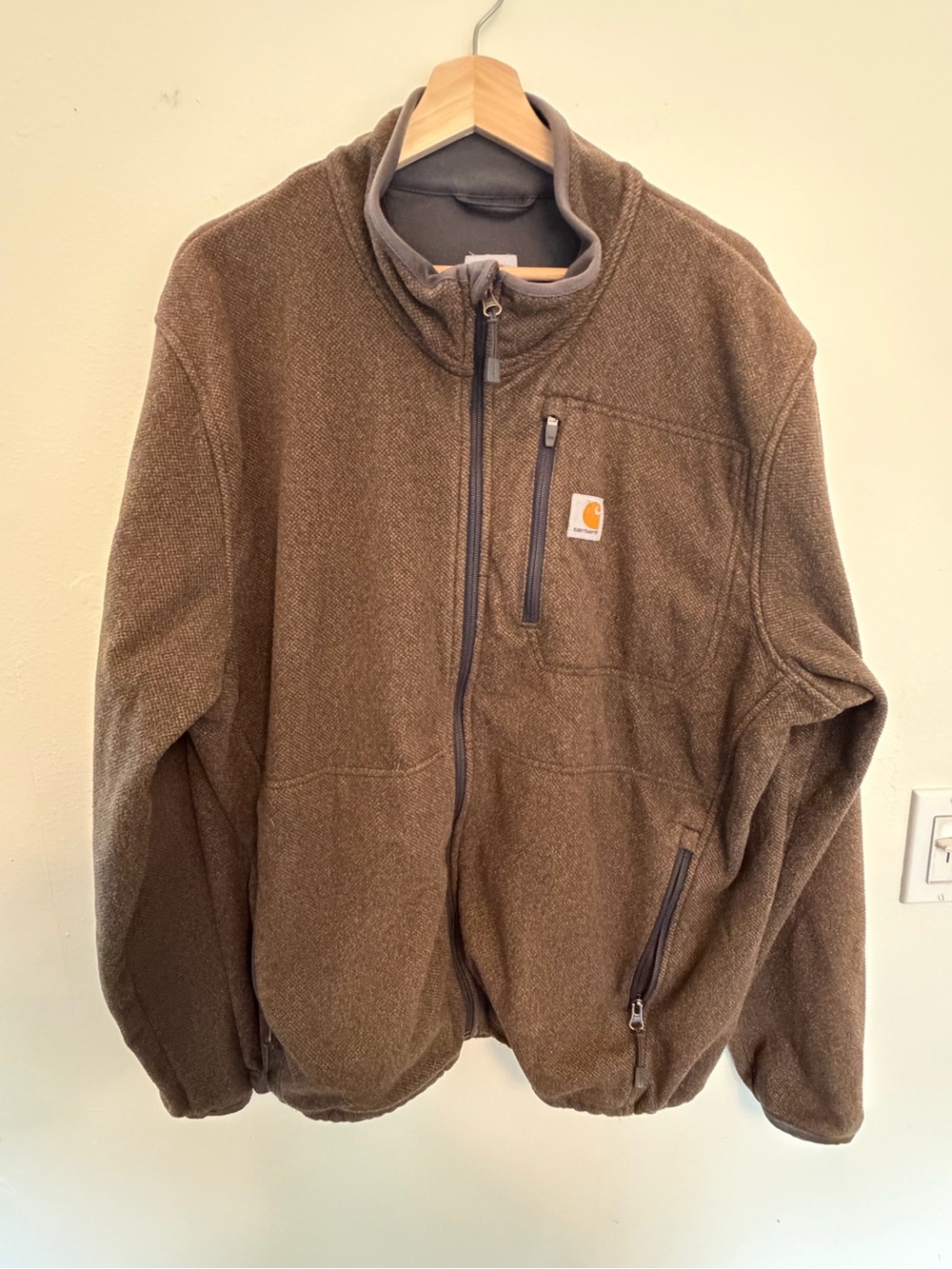 Carhartt Men's Olive Brown Full-Zip Fleece Jacket